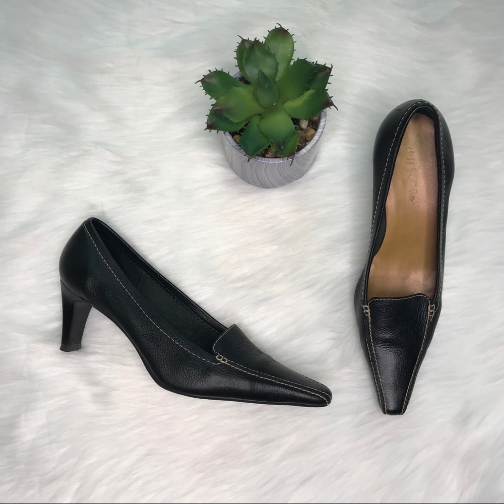 Unisa Black Leather 3 inch Heel